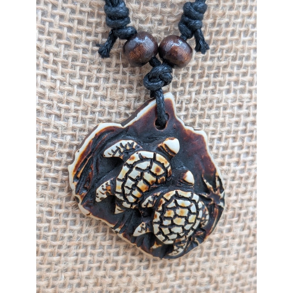 Sea Turtle Pendant Necklace Adjustable Cord Beach Boho Ocean Jewelry Adjustable